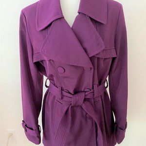 Women's Jones New York Double Breasted Rain Jacket Purple Large